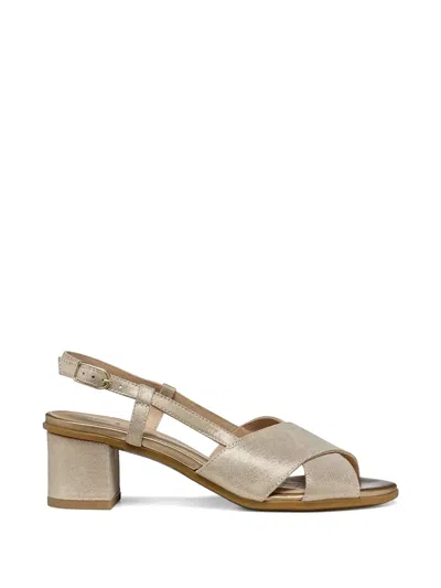 Geox Aurely 50 Crisscross Buckle Strap Pumps In Gold