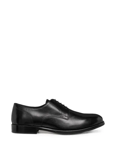 Geox Barberigo Leather Derby Shoes In Black