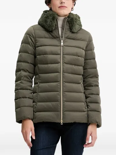 Geox Bettanie Texture-collar Quilted Jacket In Green