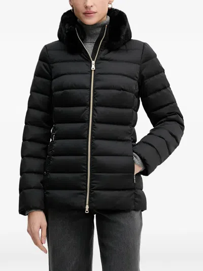 Geox Bettanie Textured-trim Quilted Jacket In Black