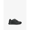 Geox Black Kids' Rann-e Faux-leather And Woven Low-top Trainers Eur 39 /5.5 Uk In Black