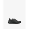 Geox Black Kids' Rann-e Faux-leather And Woven Low-top Trainers Eur 39 /5.5 Uk In Black