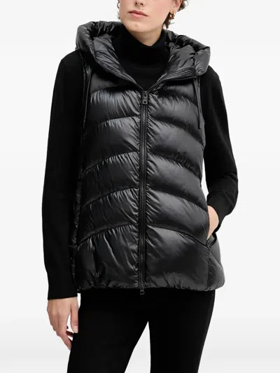 Geox Bleyze Hooded Quilted Gilet In Black