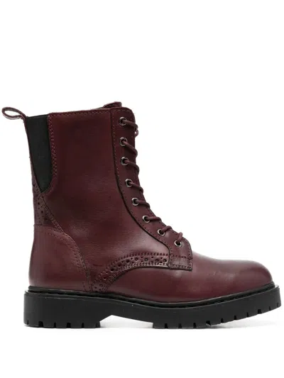 Geox Bleyze Leather Ankle Boots In Rot