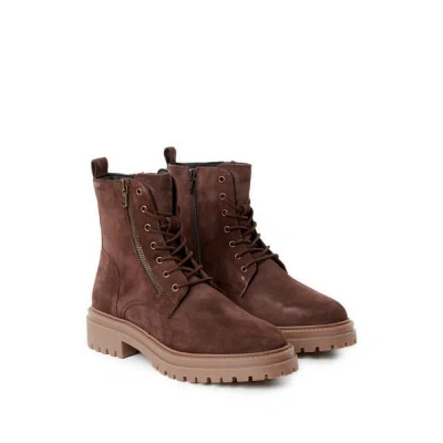 Geox Bottines Crantées À Lacets En Cuir In Brown