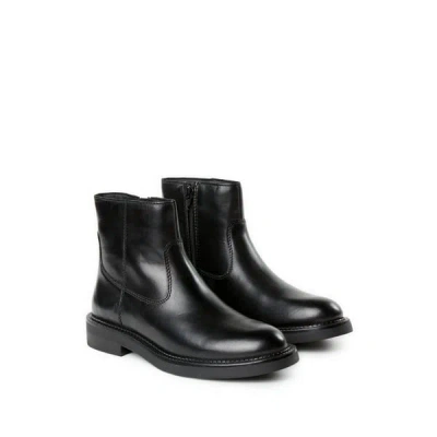 Geox Bottines Unies En Cuir In Black