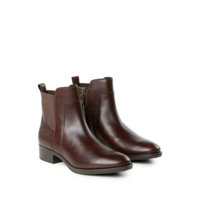 Geox Bottines Zippées En Cuir Mélangé In Brown