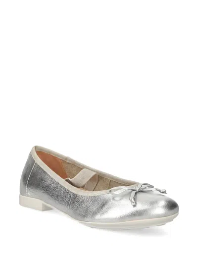 Geox Kids' Bow Strap Ballerinas In Silver