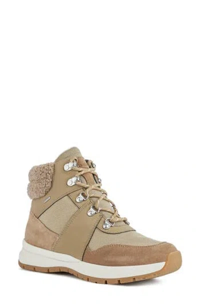 Geox Braies Faux Fur Hiker Boot In Light Olive/sand