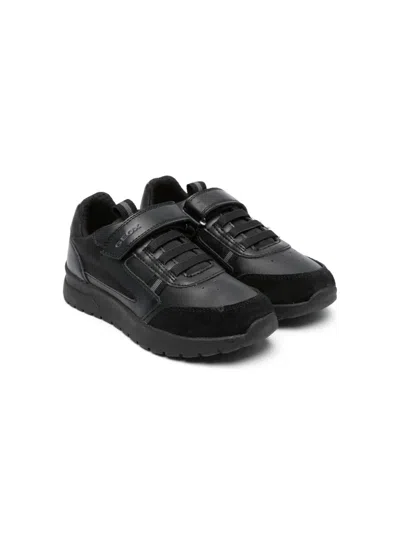 Geox Kids' Briezee Leather Sneakers In Black