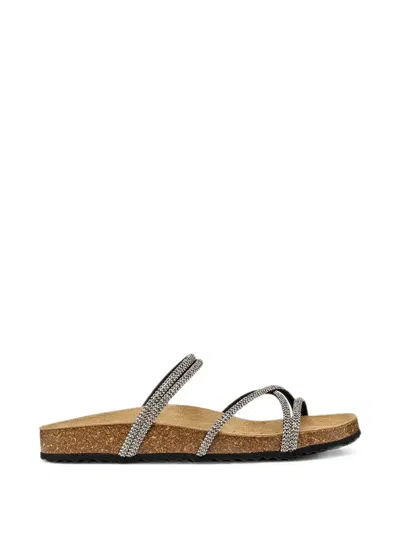 Geox Brionia R Crystal-embellished Strappy Slides In Silver