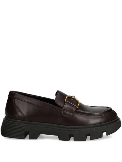 Geox Buckle-detail Chunky Loafers In Black