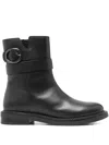 Geox Buckle-detail Leather Boots In Black
