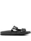 Geox Buckle-detail Slippers In Black