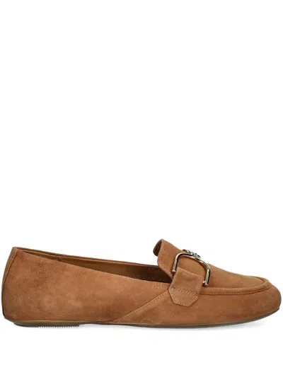 Geox Buckle-detail Suede Loafers In Brown