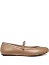 Geox Buckle-fastening Leather Ballet Flats In Brown