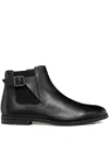 Geox Buckle-fastening Leather Boots In Black
