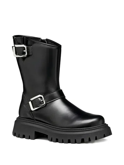 Geox Kids' Buckle Platform Boots In Black