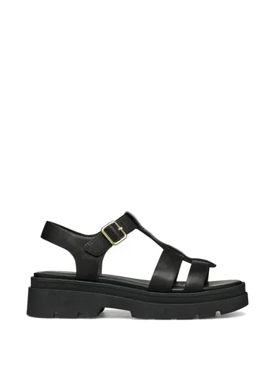 Geox Buckle-fastening Lug-sole Sandals In Black