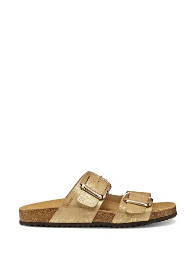 Geox Buckle-fastening Sandals In Gold