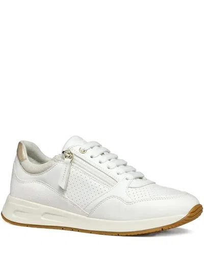 Geox Bulmya Zip-detail Perforated Sneakers In White