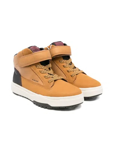 Geox Kids' Bunshee Strap-lace Boots In Brown