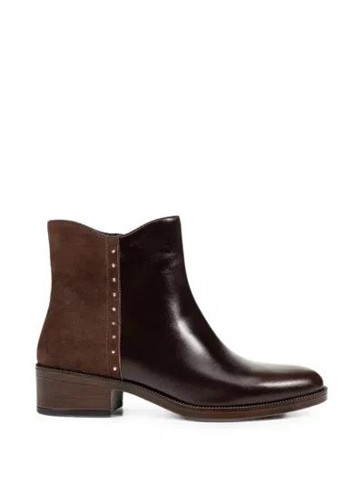 Geox Camexia Stud-embellished Panelled Ankle Boots In Brown