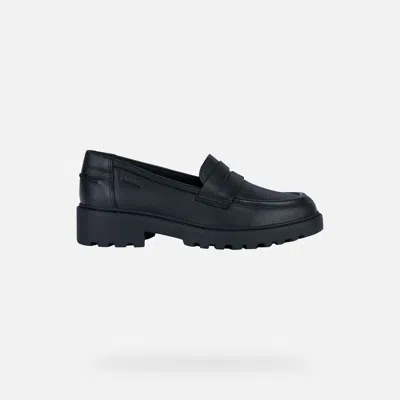 Geox Girl's Casey Leather Loafers, Toddler/kids In Black