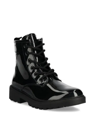 Geox Kids' Casey Lace-up Boots In Black