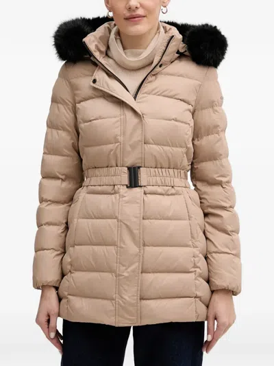 Geox Catria Hooded Puffer Jacket In Brown