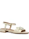 Geox Chain-embellished Ankle-strap Flat Sandals In White