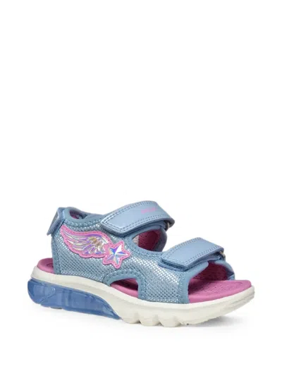 Geox Kids' Ciberdron Star-appliqué Sandals In Blue