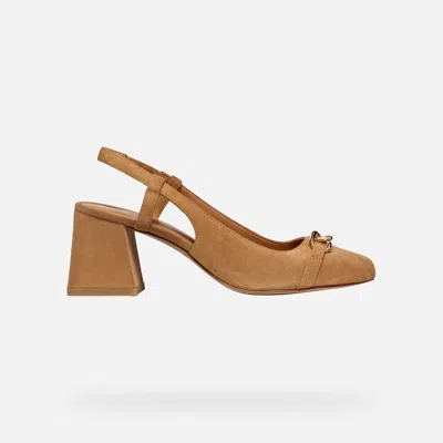 Geox Woman Pumps Tan Size 6.5 Leather, Textile Fibers In Cognac