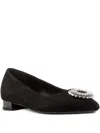 Geox Crystal-embellished Flat Pumps In Black