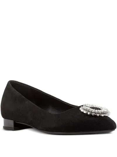 Geox Crystal-embellished Flat Pumps In Black