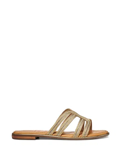 Geox Crystal-embellished Braided-strap Sandals In Brown