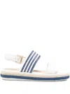 Geox D Leelu Striped Espadrille Sandals In White