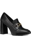 Geox D Teulada A Chain-embellished Block-heel Pumps In Black