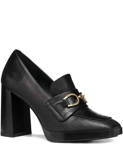 Geox D Teulada A Chain-embellished Block-heel Pumps In Black