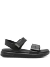 Geox D Xand 2s E Leather Double-strap Sandals In Black