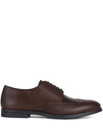 Geox Decio Cap-toe Derby Shoes In Brown