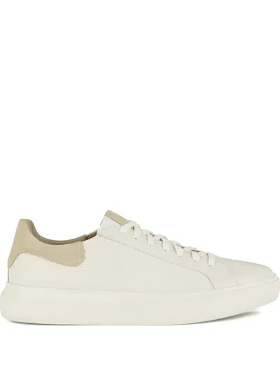 Geox Deiven Leather Panelled Sneakers In White