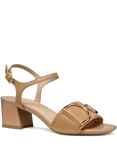 Geox Detailed Block-heel Heeled Sandals In Brown