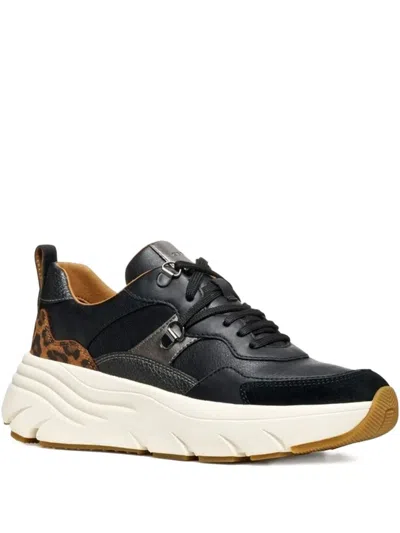 Geox Diamanta Leopard-print Platform Sneakers In Blue
