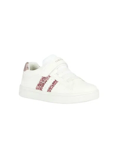 Geox Kids' Djrock Glittered Striped Sneakers In White