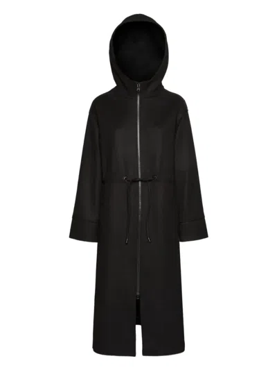 Geox Doralea Hooded Drawstring Coat In Black
