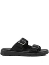 Geox Double Buckle Sandals In Black