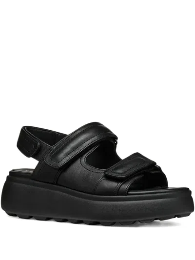 Geox Double-strap Platform Sandals In Black