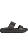 Geox Double-strap Slides In Brown