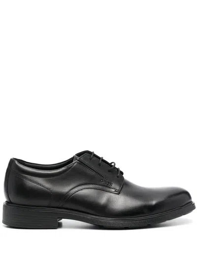 Geox Dublin Leather Derby Shoes In Black
